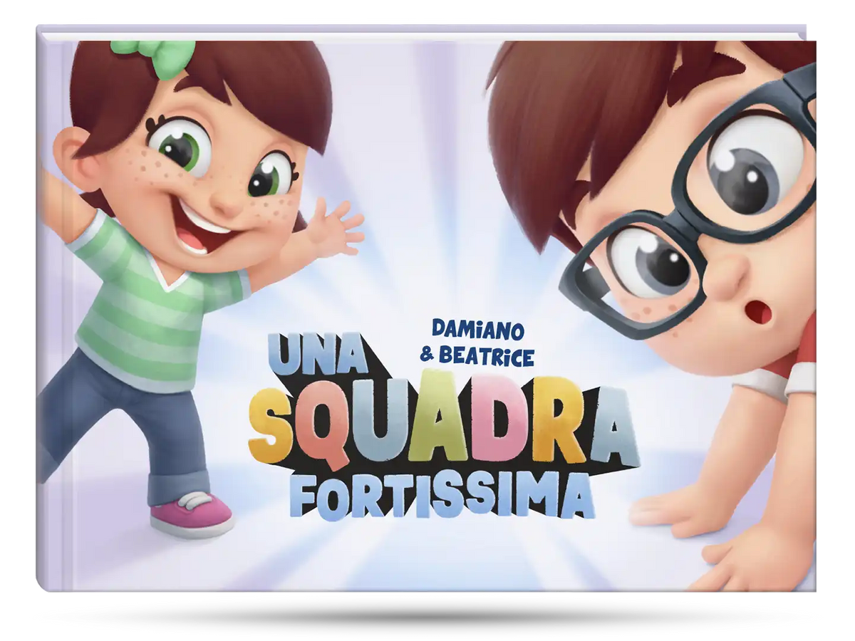 Questo e la copertina del libro personalizzato per fratelli o due sorelle.