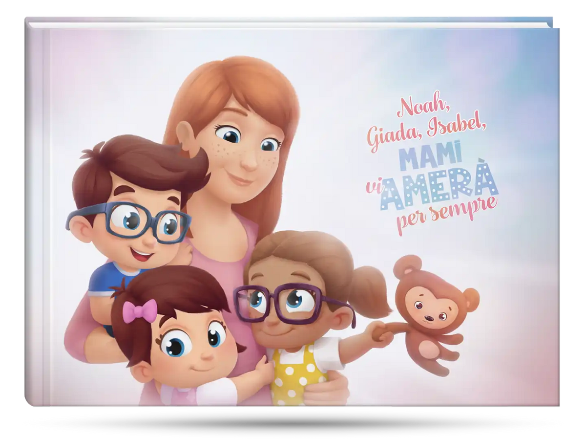 Libro di storie personalizzato per mamma e i suoi tre bambini con 10 storie emozionanti.