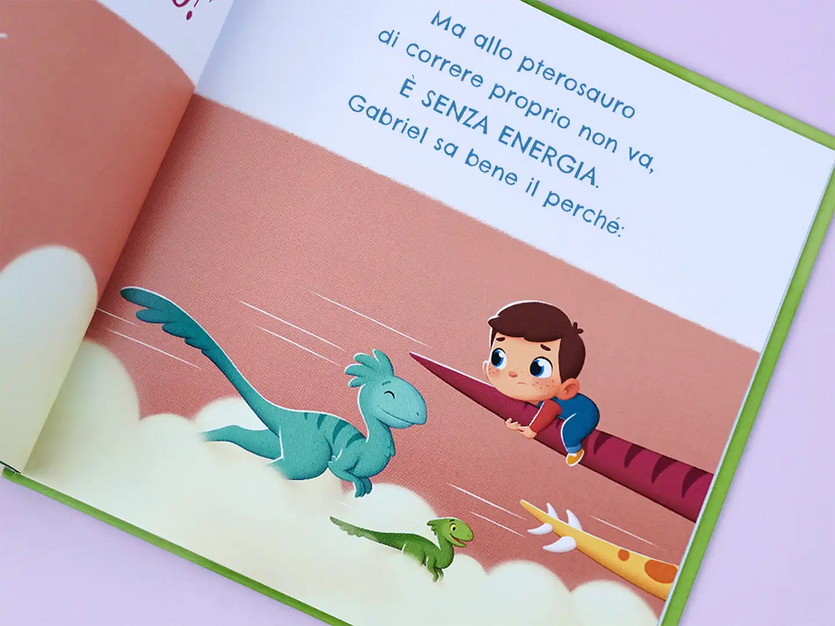 E facile imparare gli cognome degli dinosauri con questo libro personalizzato.
