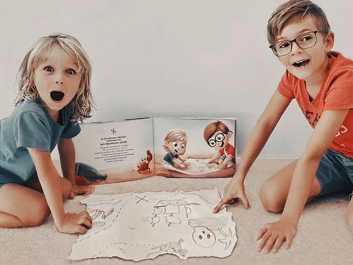 Trovare il tresoro sarà l'actività principale di questo libro personalizzato per bambini.
