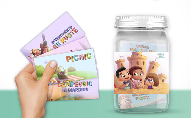 Barattolo scaccia-noia personalizzato e gratuito per tre bambini