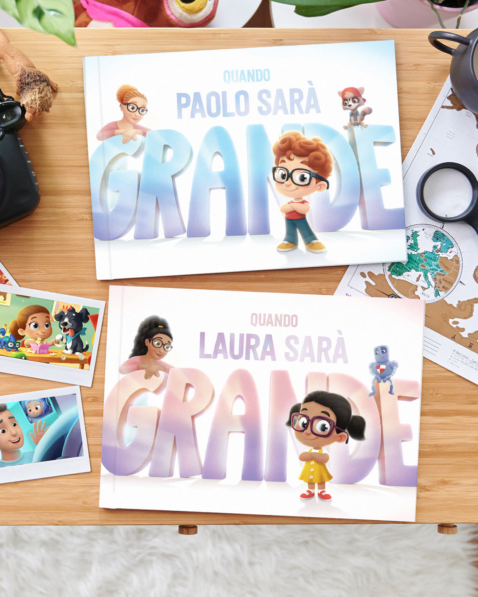 Copertine del libro personalizzato Urra Eroi per la festa de la Mamma, sul futuro lavoro del bambino.